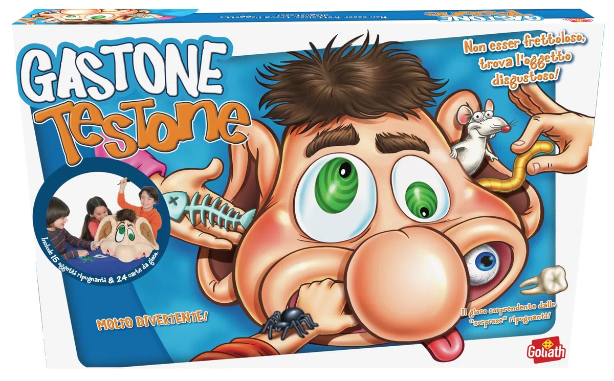 GOLIATH Gastone Testone, interaktywne gry planszowe dla dzieci od 3 lat, gra dla dzieci od 3 lat, gry towarzyskie dla dzieci, pobudza wyobraźnię